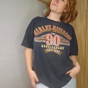 Harley Davidson 1993 90th Anniversary Wing Logo Tshirt